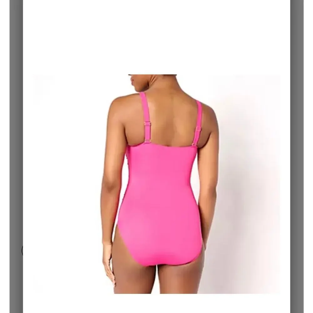 Susan Graver Soleil Swimsuit with Removable Strap Sz 16 pink